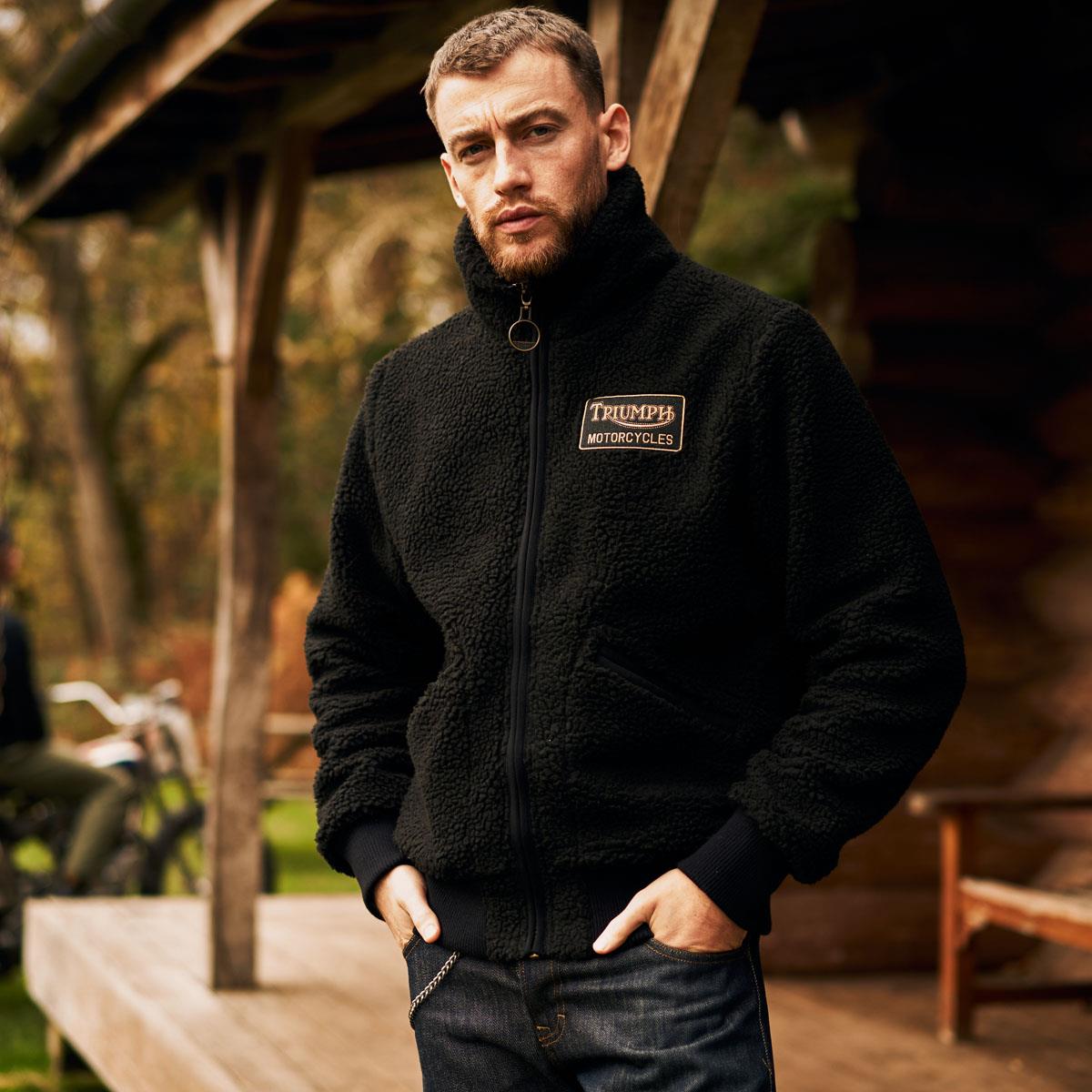 Black/Gold Triumph Mens Roadhouse High Pile Fleece