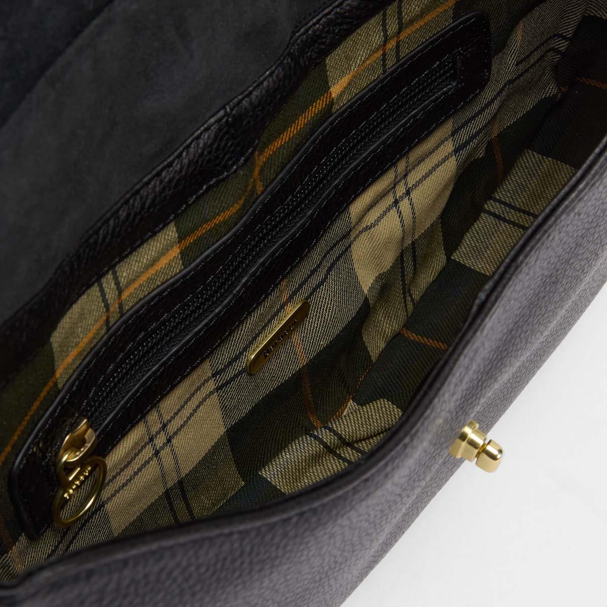 Black Barbour Womens Alder Leather Sling Bag Inside