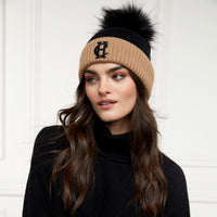 Black Holland Cooper Cheslea Merino Bobble Hat On Model