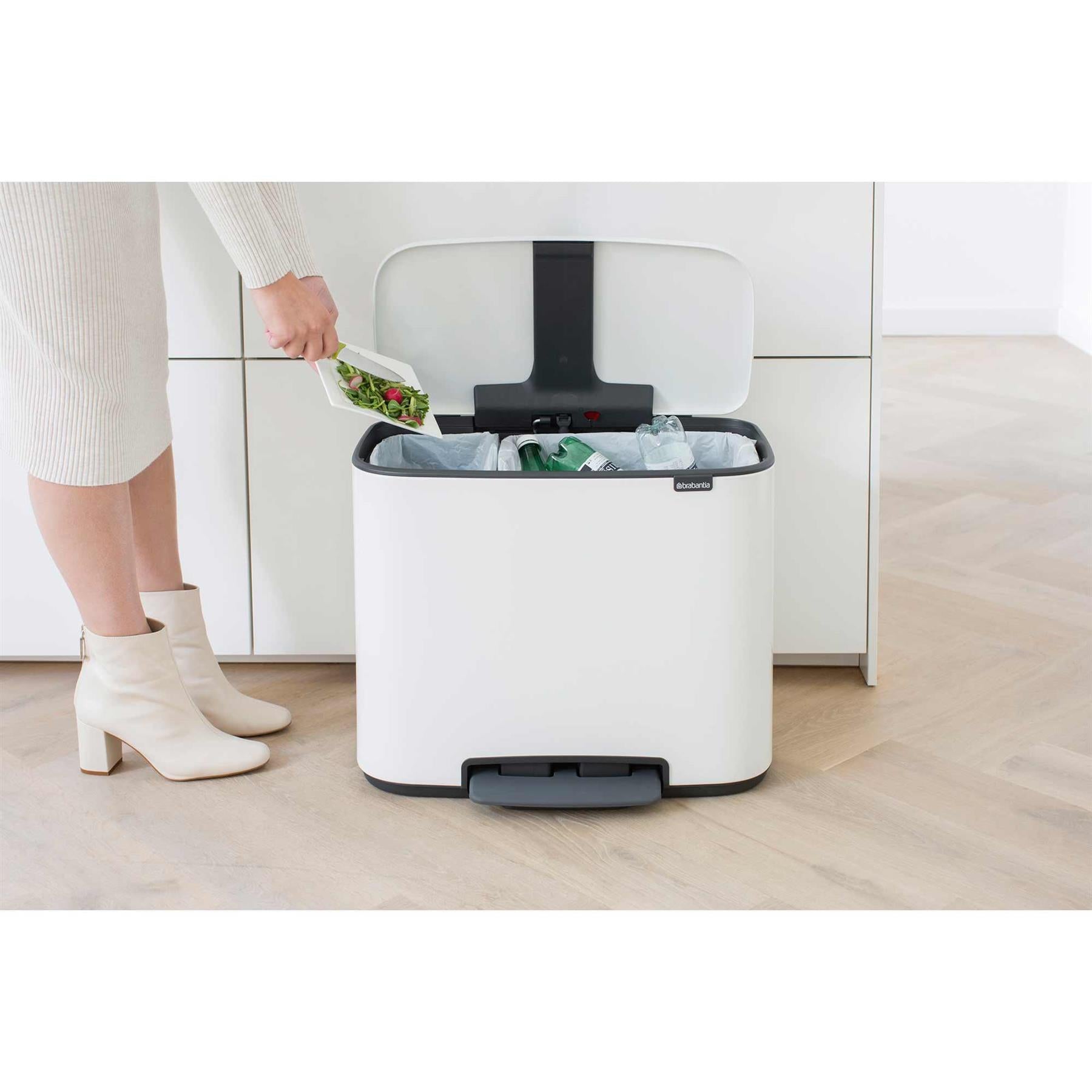 White Brabantia Bo Pedal Bin 11 + 23 Litre Lifestyle