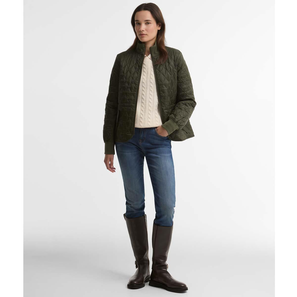 Olive Barbour Womens Hermione Quilted Jacket On Model