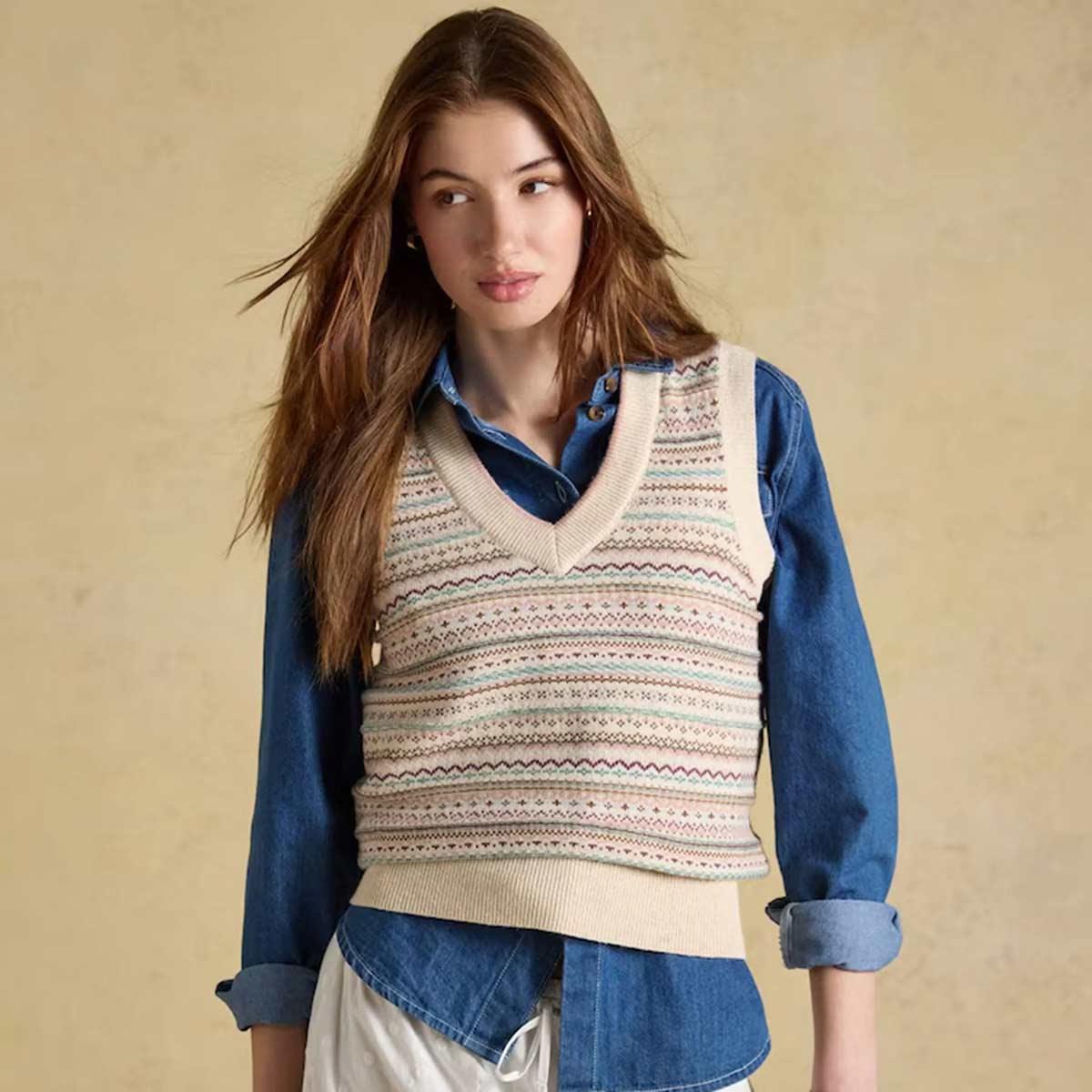 Joules Womens Fairisle V-Neck Tank Top