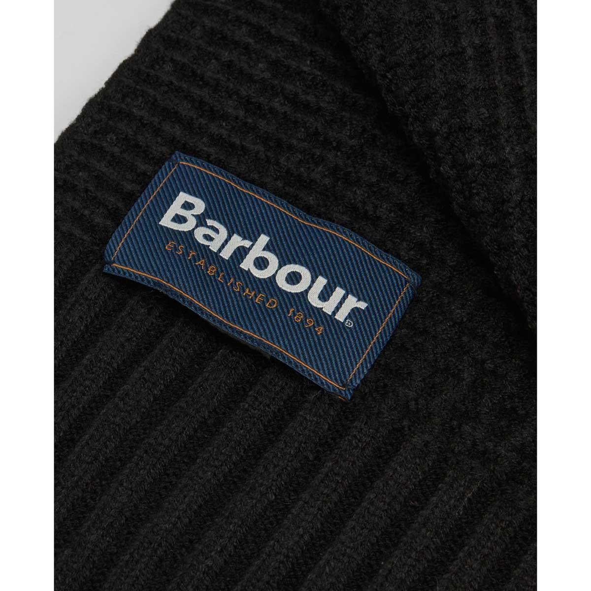 Black Barbour Mens Ramside Beanie and Scarf Gift Set Badge