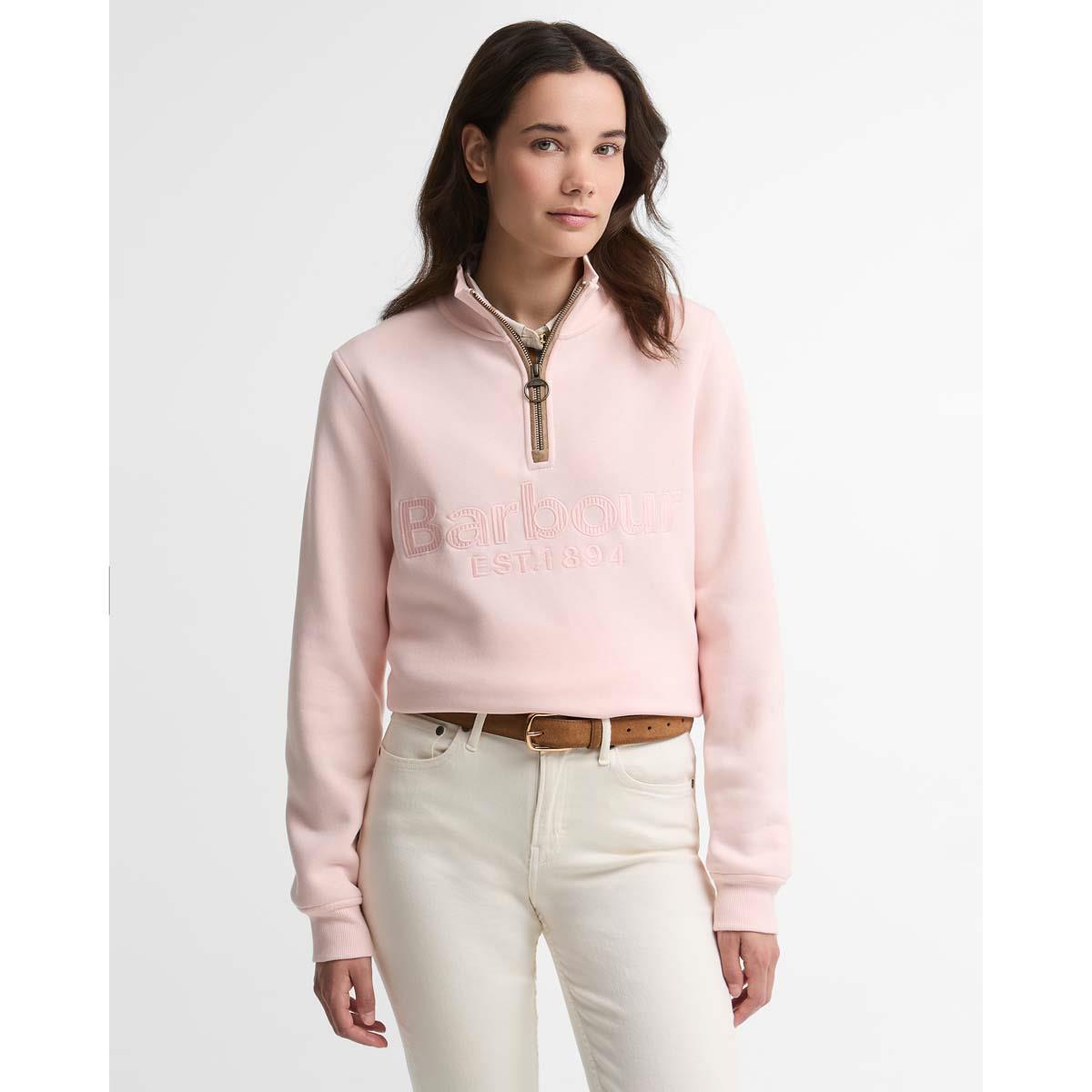 Pink Blush Barbour Womens Cynthia Half Zip Sweatshirt FRONT