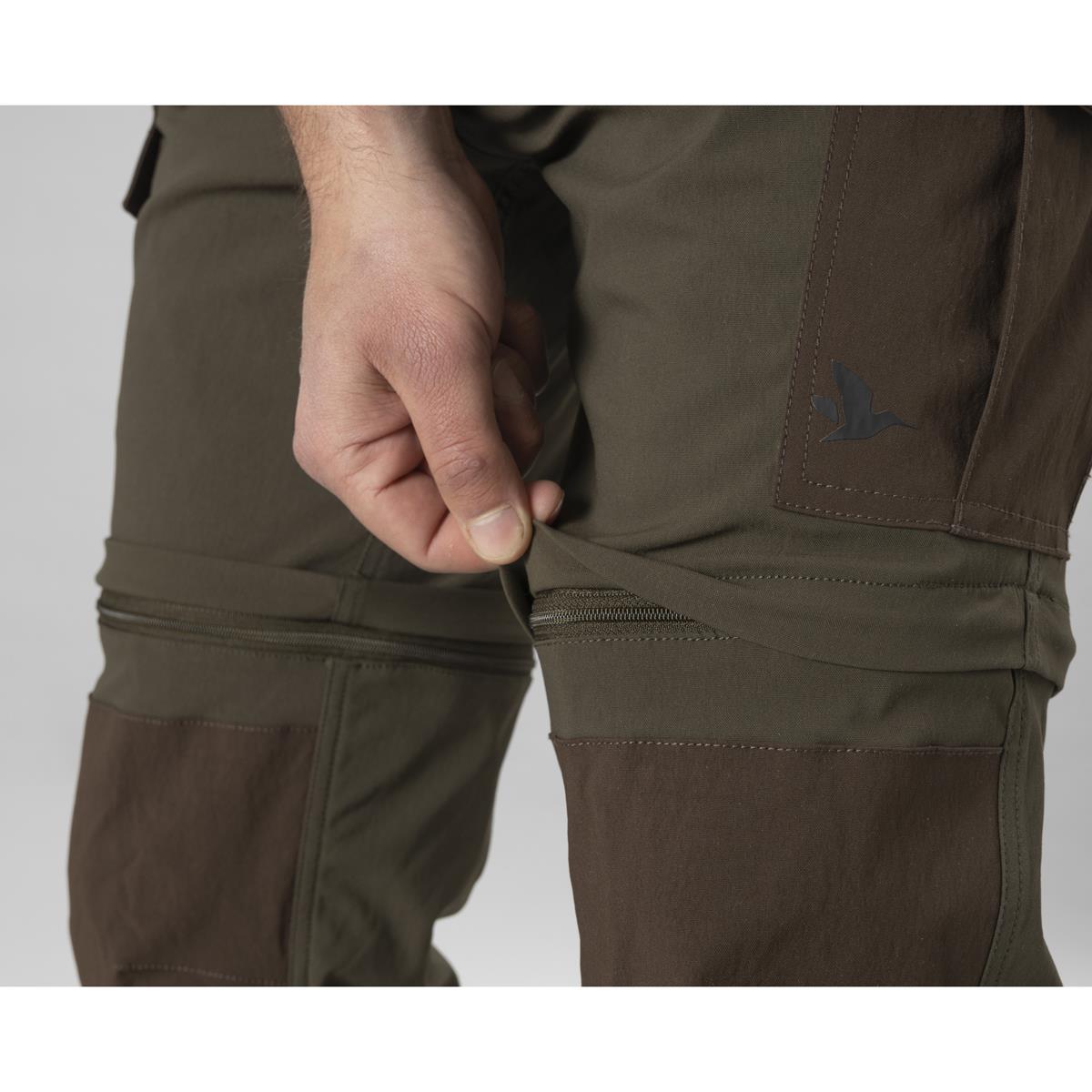 Pine Green/Demitasse Brown Seeland Mens Birch Zip-Off Trousers POCKET