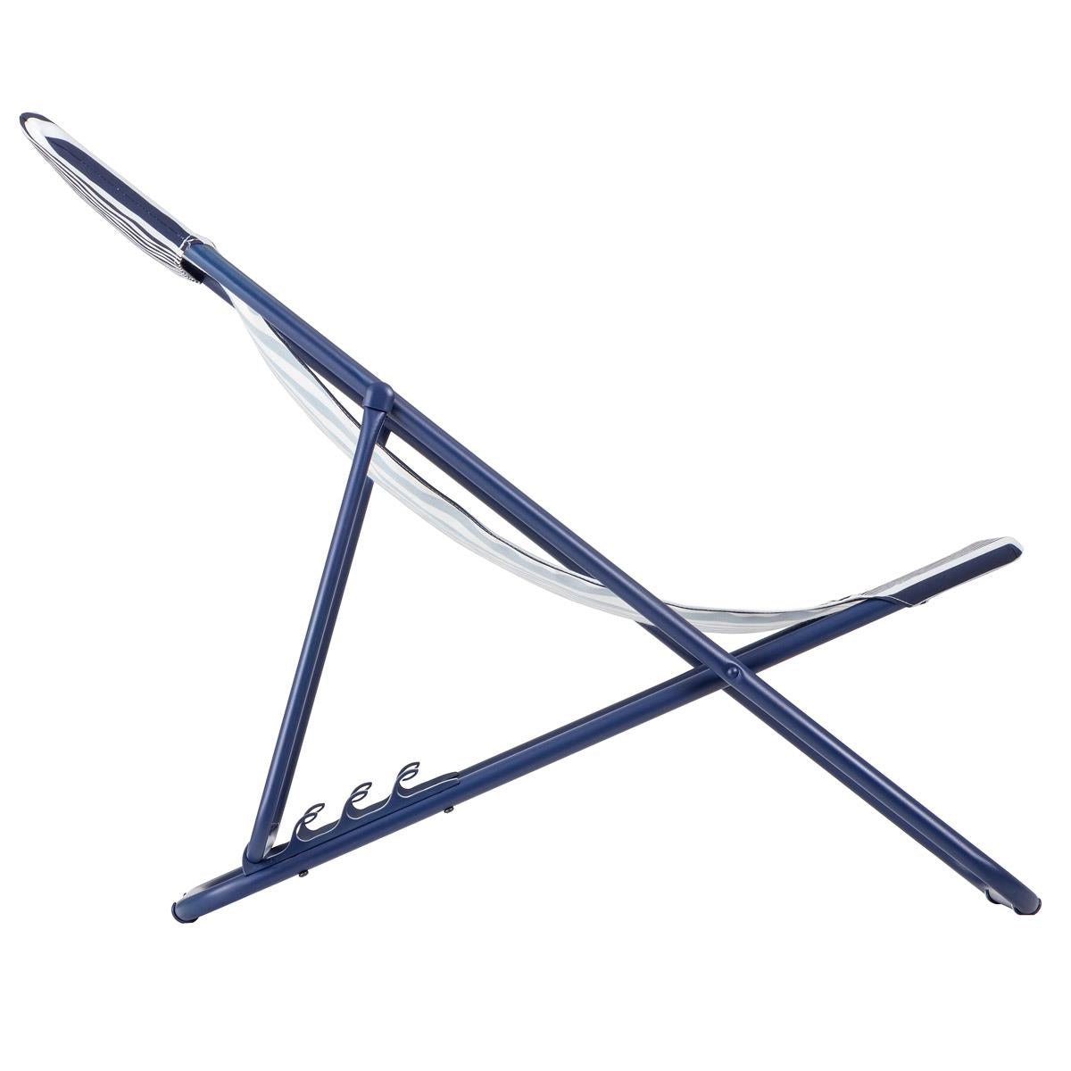 Indigo Lafuma Maxi Transat Airlon Folding Stripe Deck Chair Side View