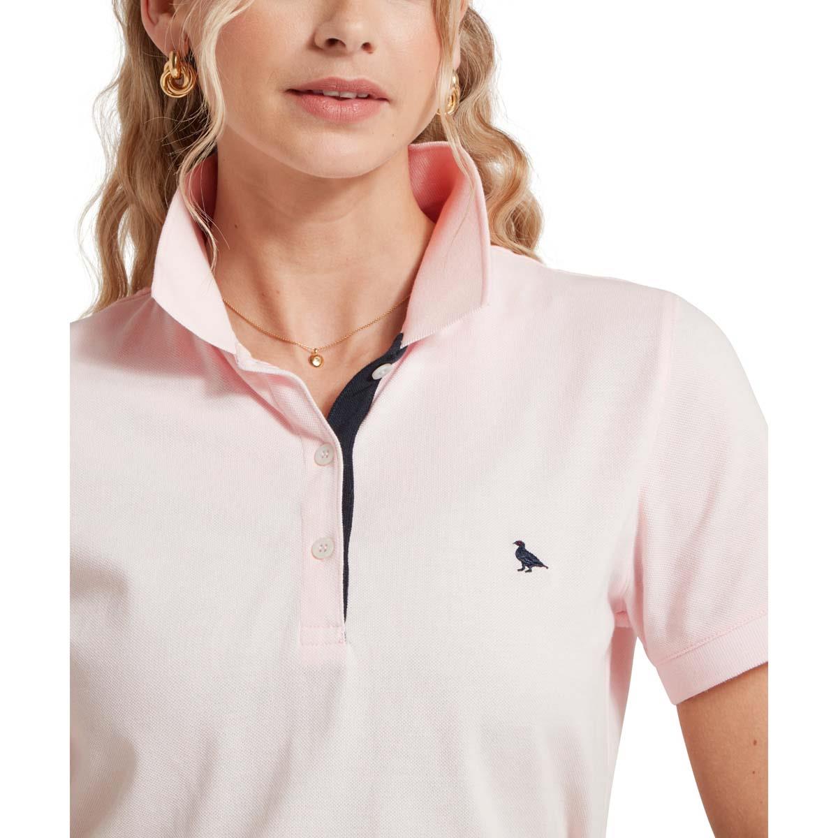 Pale Pink Schoffel Womens St Ives Polo Shirt COLLAR