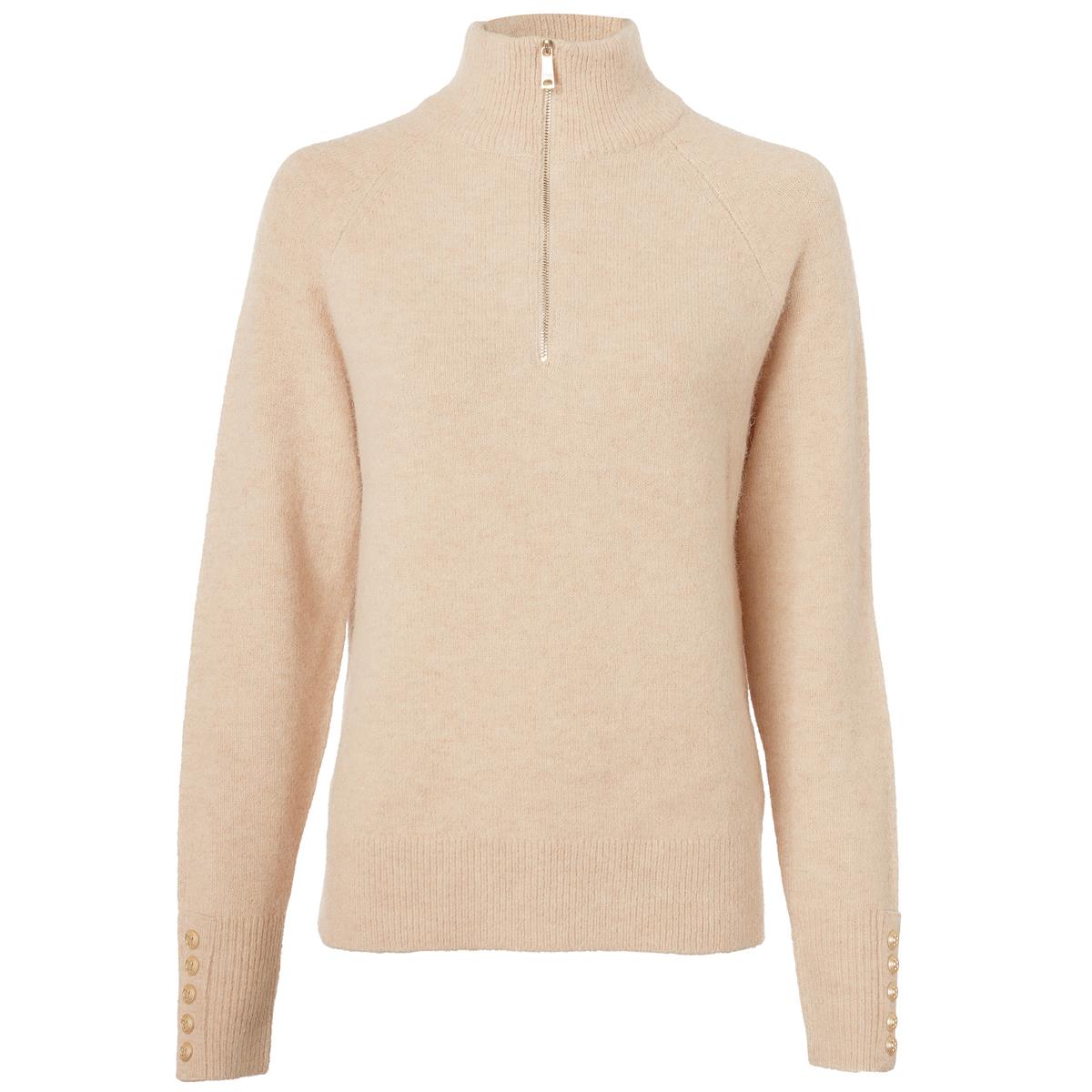Camel Holland Cooper Womens Tori Half Zip Knitted Jumper