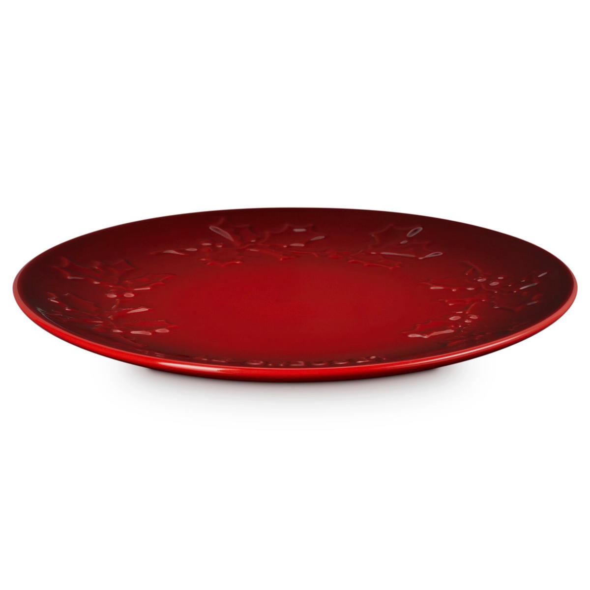 Cerise Le Creuset Stoneware Holly Coupe Plate 19cm Angle View