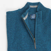 Albert and Maurice Netherton Zip Neck Lambswool Jumper Teal