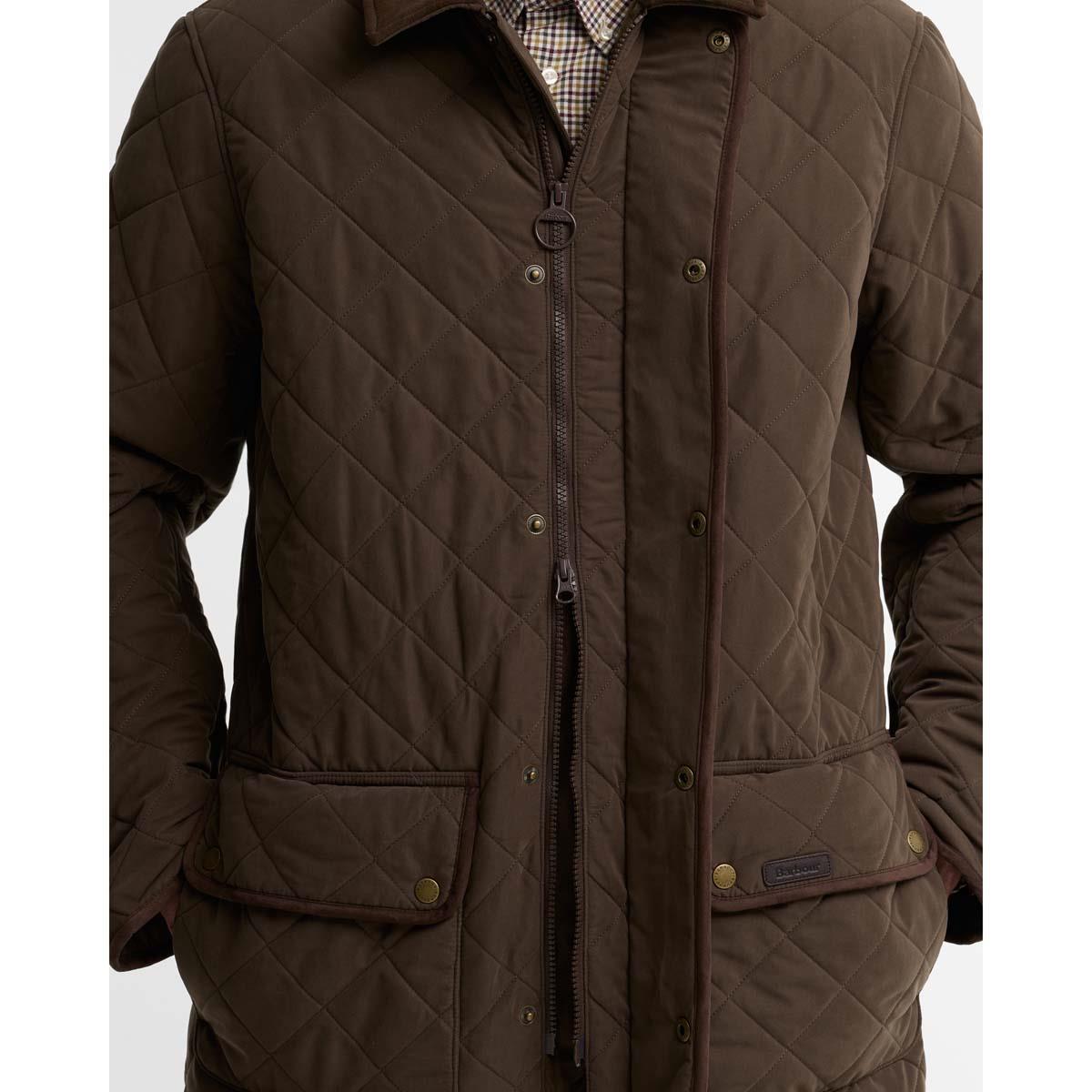 Dark Olive Barbour Mens Thursby Polarquilt Jacket Front