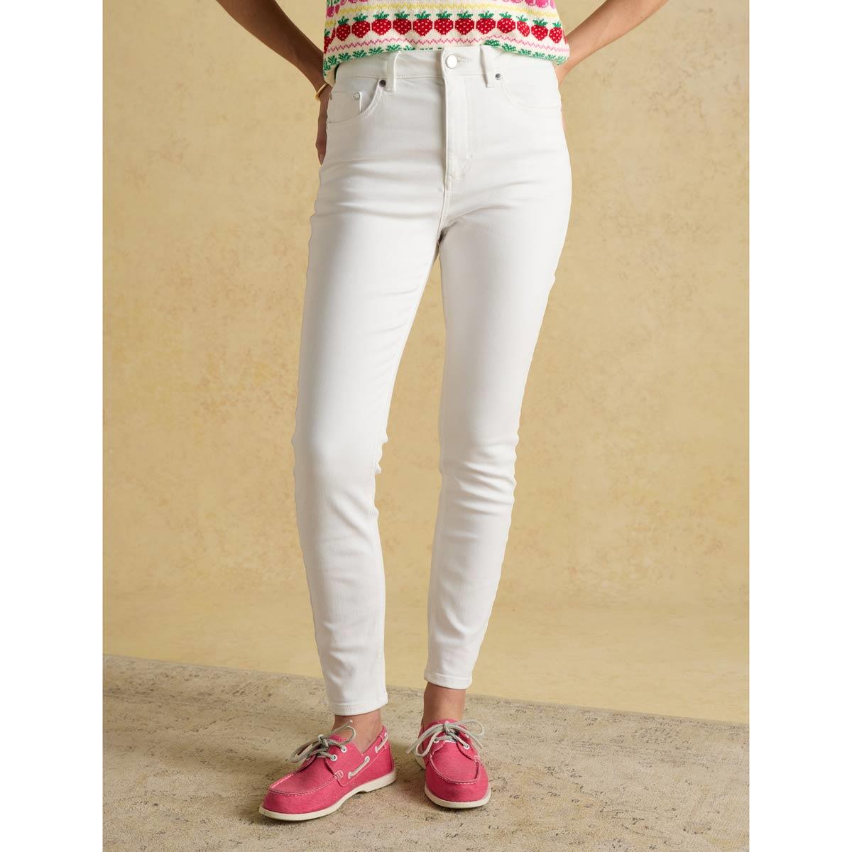 White Joules Womens Skinny Jeans On Model Detail