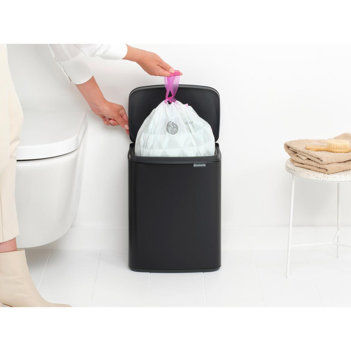 Matt Black Brabantia Bo Waste Bin 12 Litre Lifestyle In Use