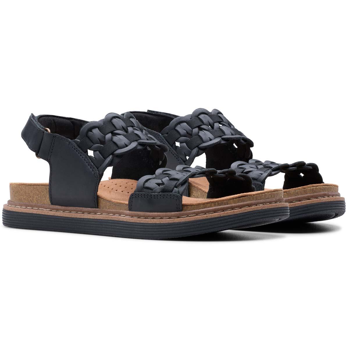 Black Combi Clarks Womens Arwell Glide Sandals