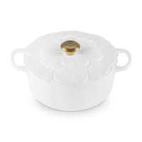 WHite Le Creuset 26cm Cast Iron Petal Casserole