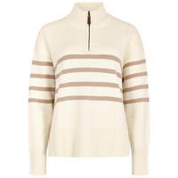 Oyster Dubarry Womens Fonthill Striped Zip Neck Jumper