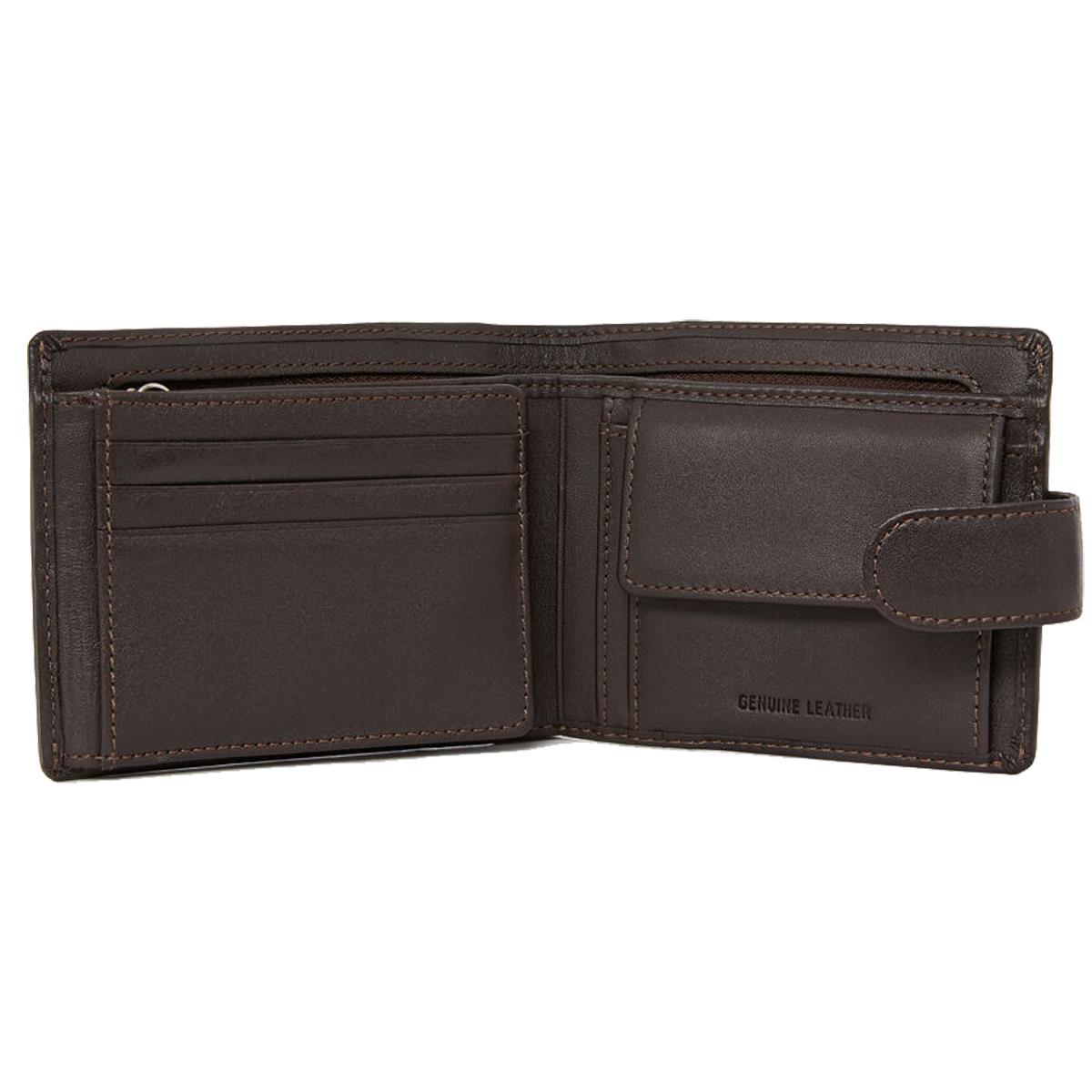 Brown R.M. Williams Mens Wallet With Coin Pocket And Tab Open