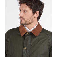 Archive Olive Barbour Mens Lightweight Ashby Wax Jacket Collar Down