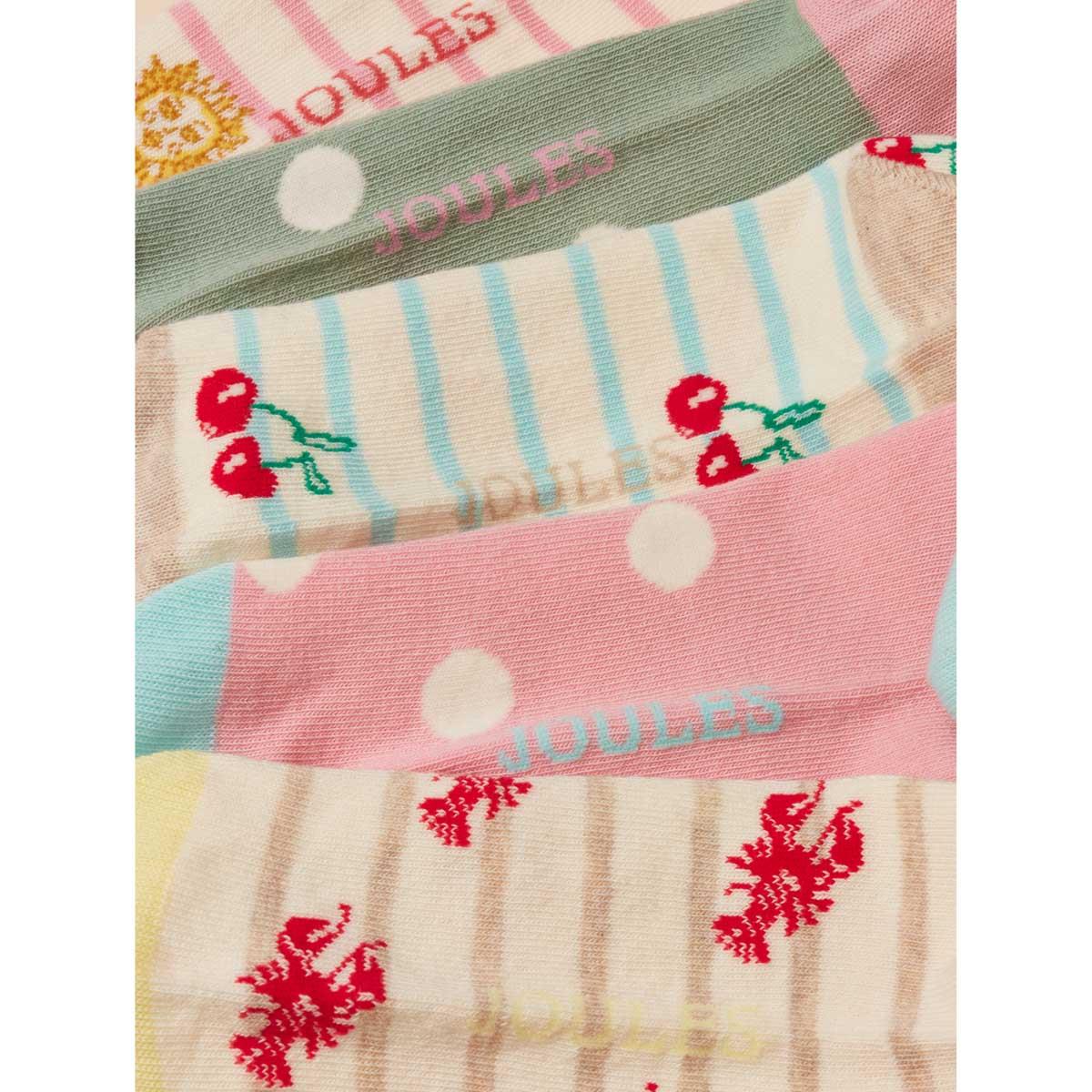 Multi Joules Womens Rilla Socks 5 Pack Pattern Detail
