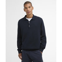 Navy Barbour Mens Pima Cotton Knitted Polo Shirt Front