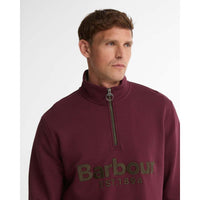 Dark Bordeaux Barbour Mens Fosse Half Zip Sweatshirt COLLAR