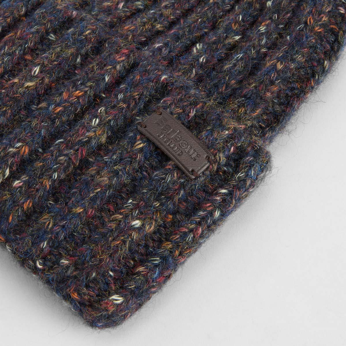 Navy Barbour Mens Kelson Fleck Pom Beanie Hat Hem