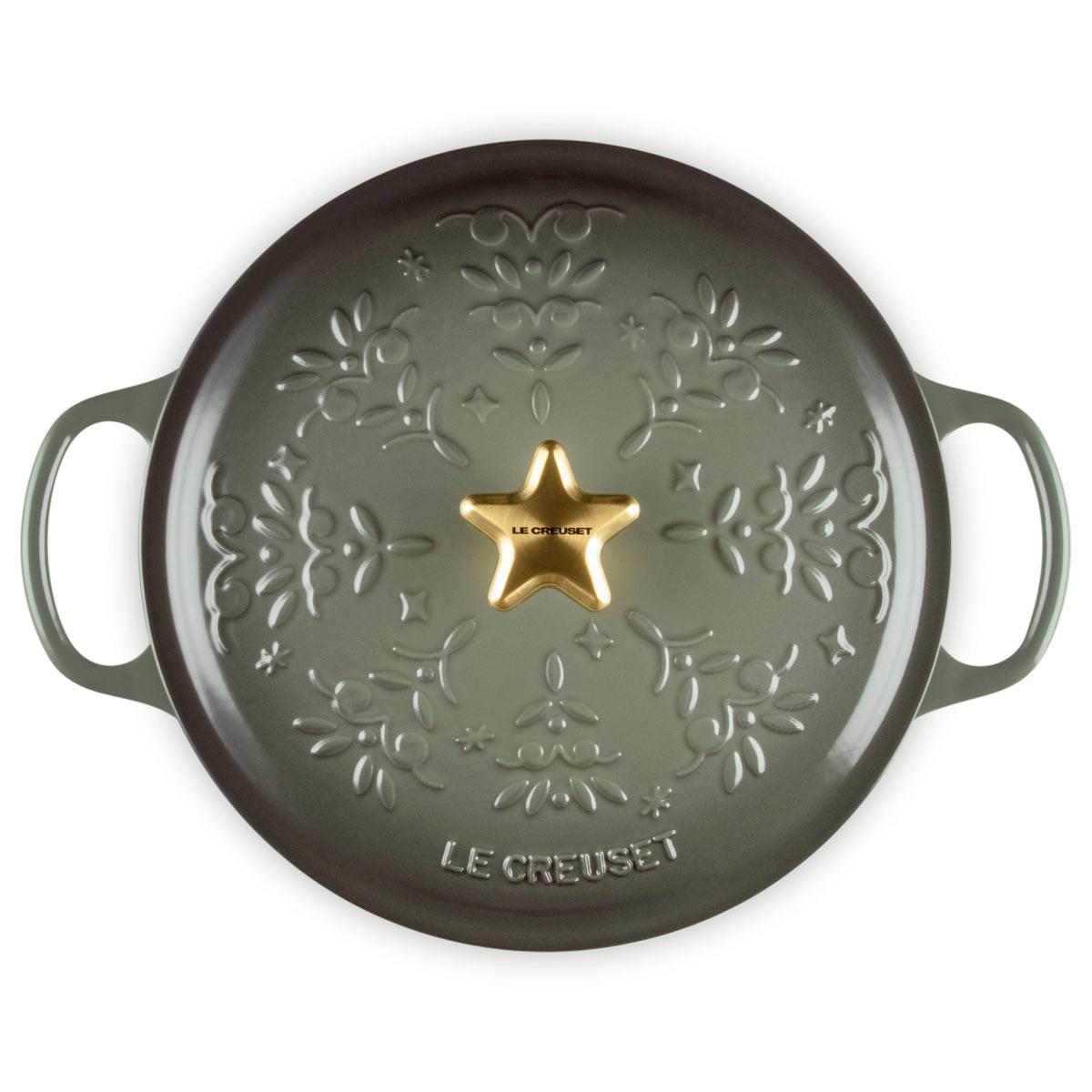 Thyme Le Creuset Signature Cast Iron Noel Round Casserole 24cm Top View