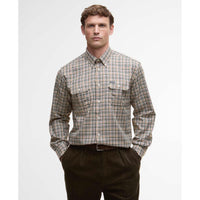 Olive Barbour Mens Panwell Thermo Weave Regular Checked Shirt Front