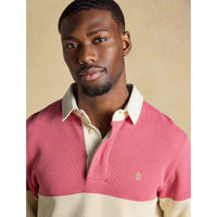 Blue/Pink Joules Mens French Rib Rugby Shirt Detail