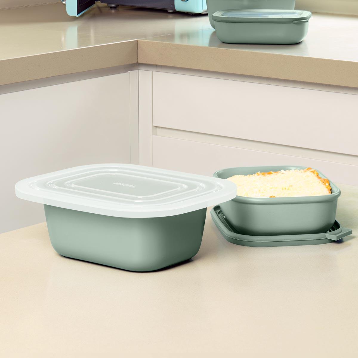 Mepal Rectangular Multi Bowl Microwavable Lid Lifestyle