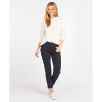 Navy Barbour Womens Essential Slim Trousers On Model