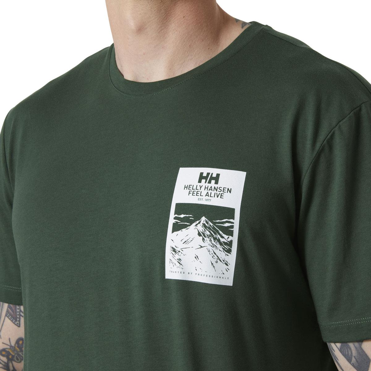 Jungle Green Helly Hansen Mens Massif Graphic T-Shirt logo
