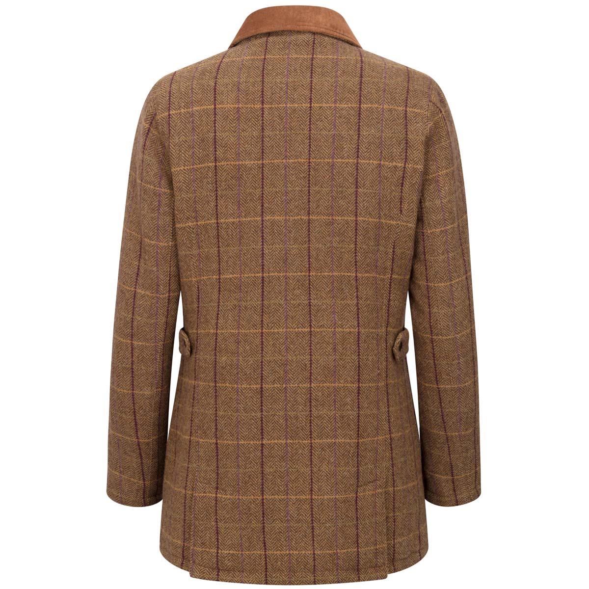 Bracken/Blackberry Hoggs Of Fife Womens Eden Technical Tweed Field Coat Back