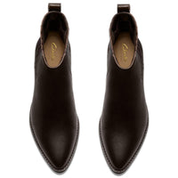 Brown Leather Clarks Womens Morzine Top Chelsea Boots Top