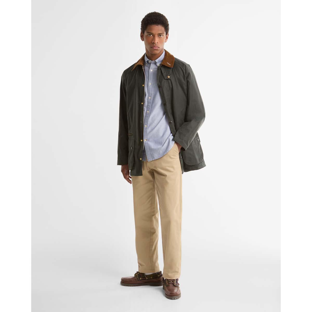 SAGE Barbour Mens Icons Beaufort Wax Jacket ON MODEL