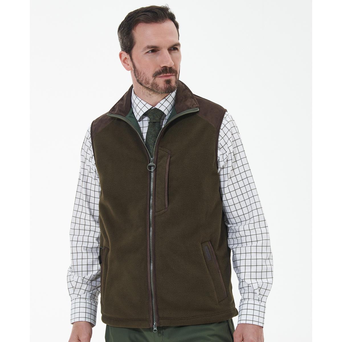 Olive Barbour Mens Active Fleece Gilet Front