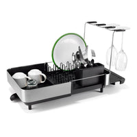 Black Joseph Joseph Extend Steel Plus Expandable Dish Drainer With Wine Glass Rack