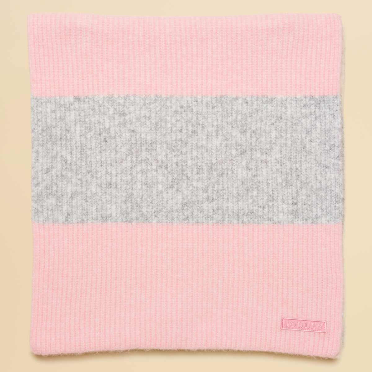 Pink/Grey Joules Womens Popley Stripe Scarf