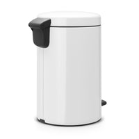 White Brabantia newIcon Pedal Bin 12 Litre Plastic Bucket Back