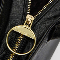 Black Barbour Womens Birch Leather Tote Bag Zipper