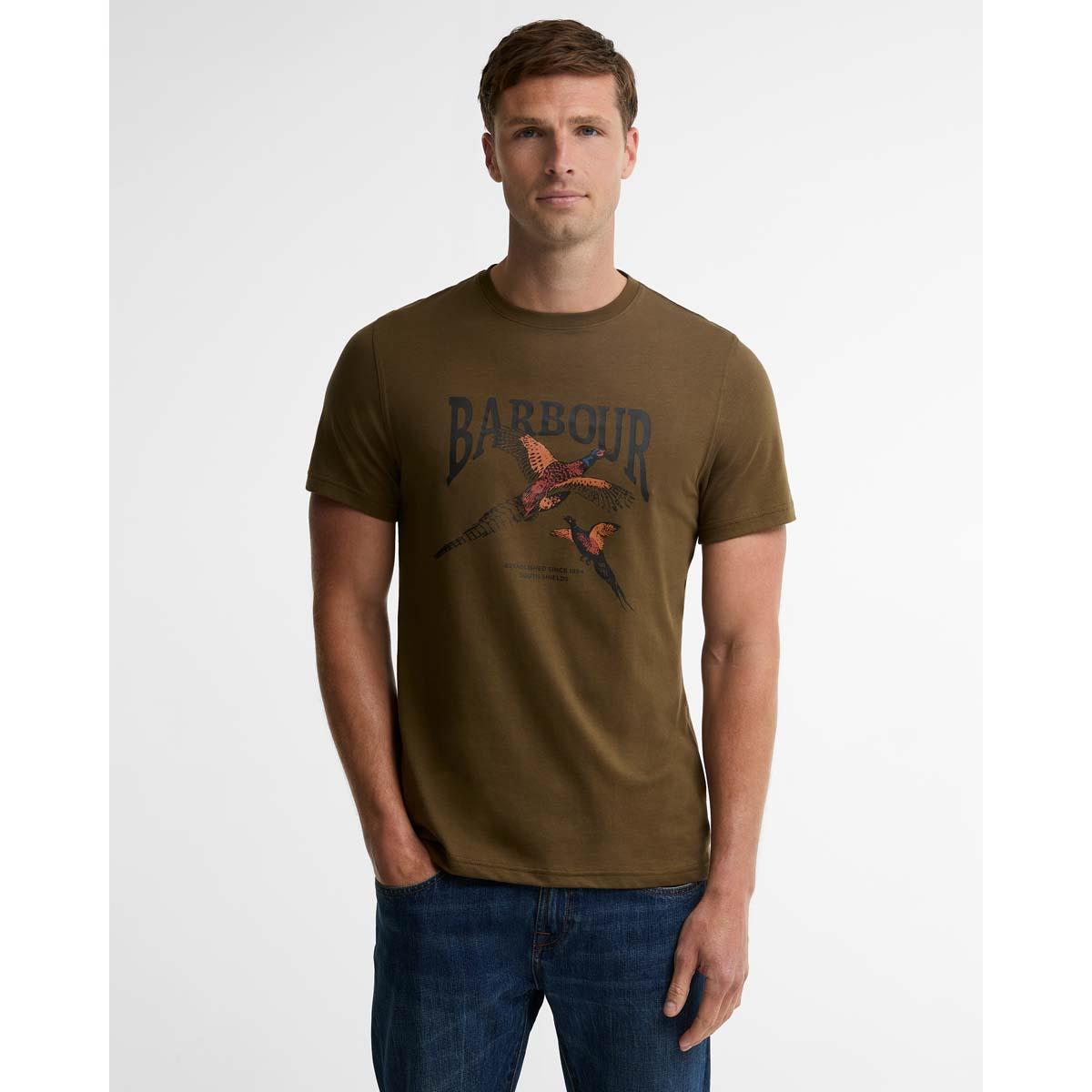 Beech Barbour Mens Pheasant Graphic Tailored T-Shirt FRONT