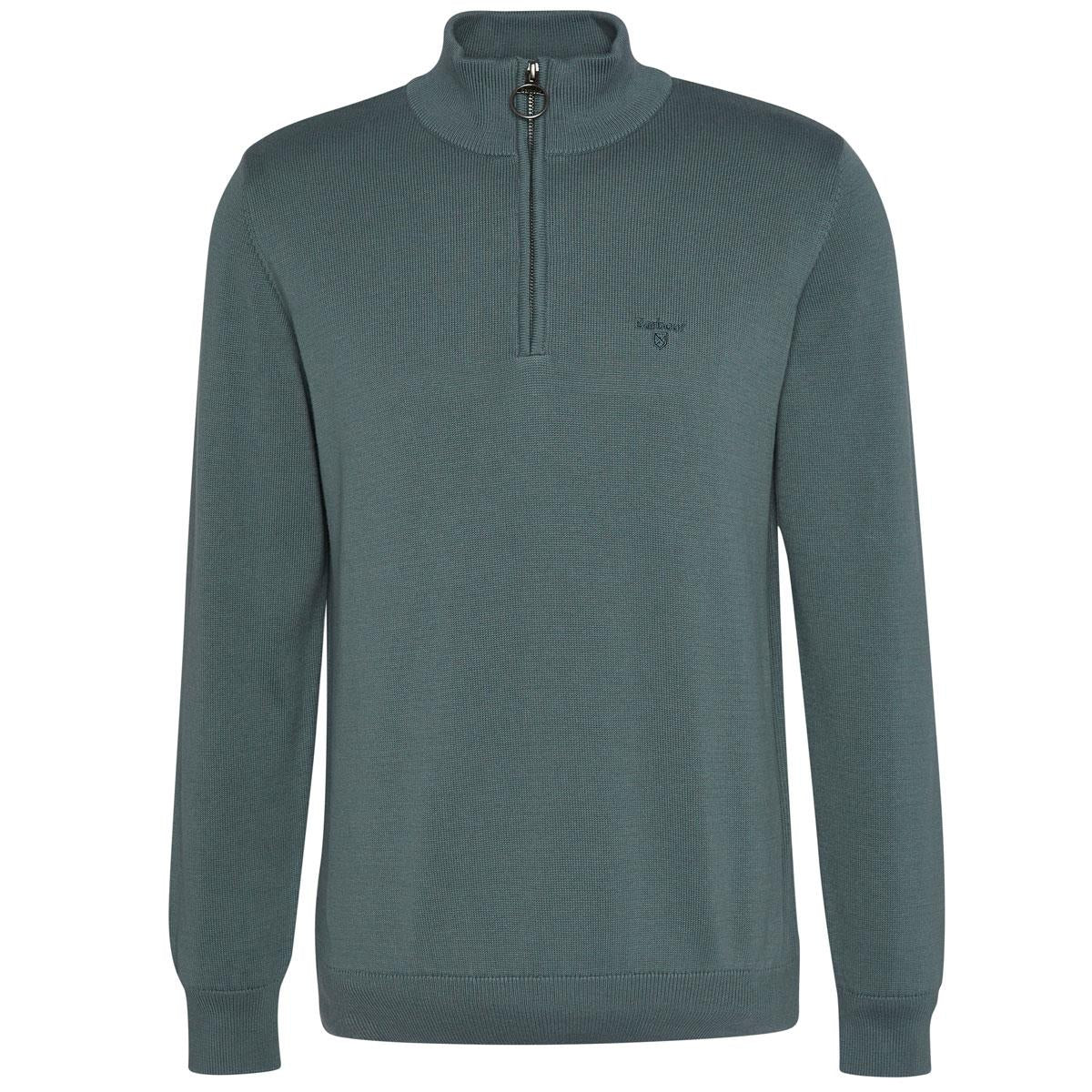Vintage Teal Barbour Mens Cotton Half Zip Sweater