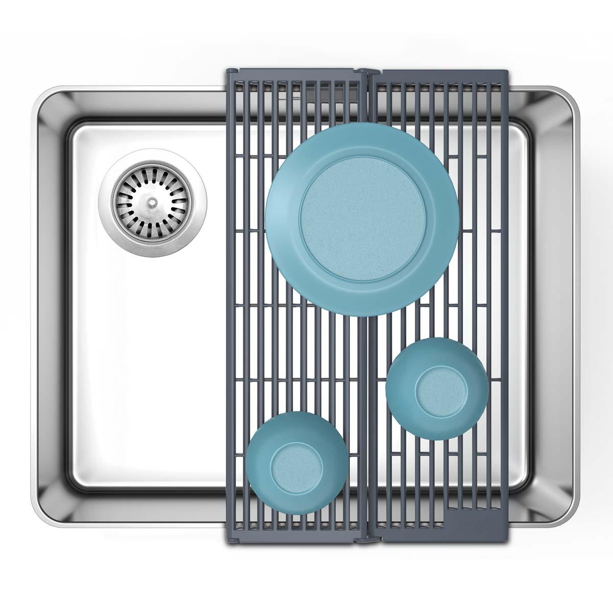 Joseph Joseph Platform Folding Sink Drainer Over sink partly folded