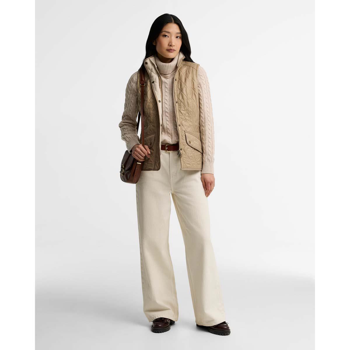 Light Trench/Pearl Barbour Womens Cavalry Gilet Front