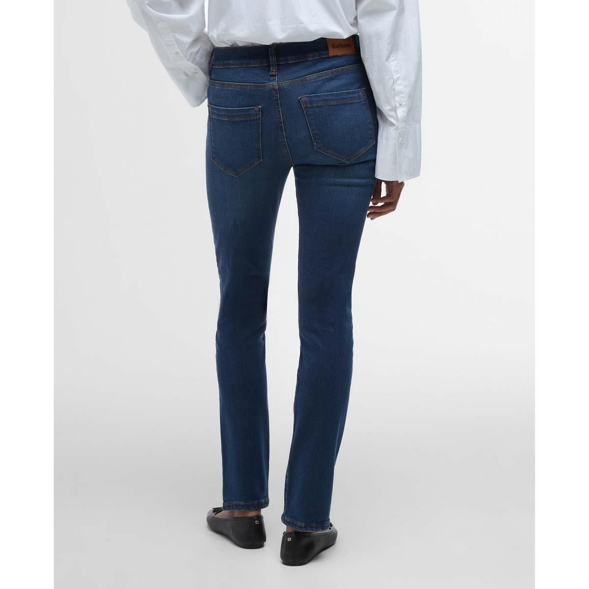 Worn Blue Wash Barbour Womens Essential Slim Jeans Back