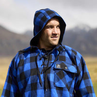 Blue/Black Swanndri Mens Original Lace Front Bushshirt Hood