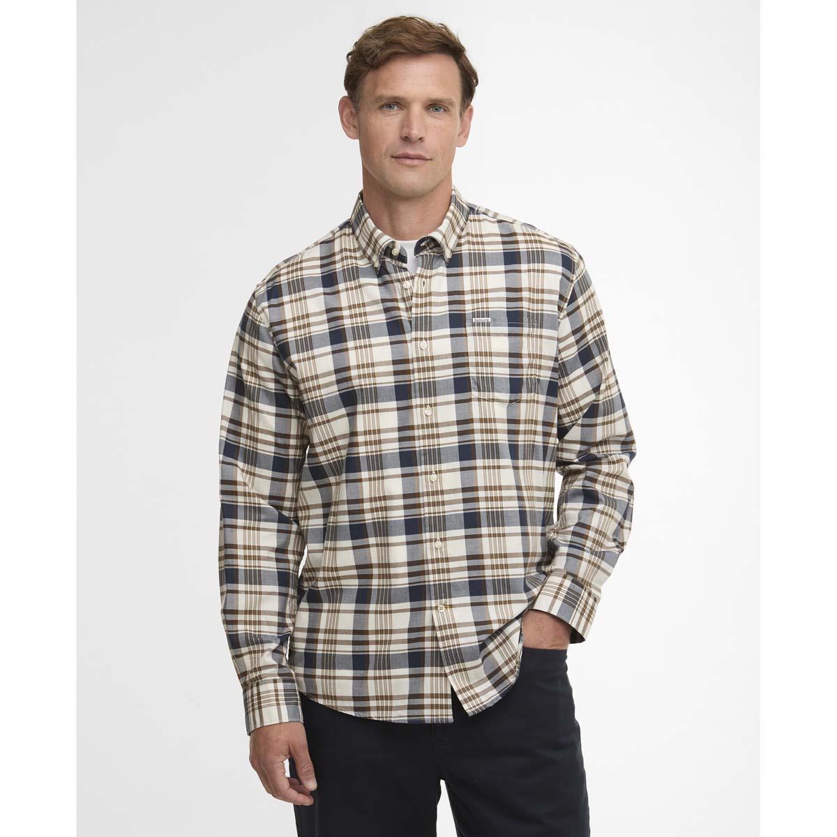 Navy Barbour Mens Hunwick Regular Shirt front