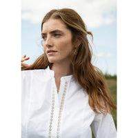 White Dubarry Womens Waterlily Blouse On Model Detail