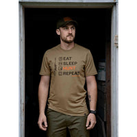Covert Green Seeland Mens Cross-list T-Shirt On Model Full Length