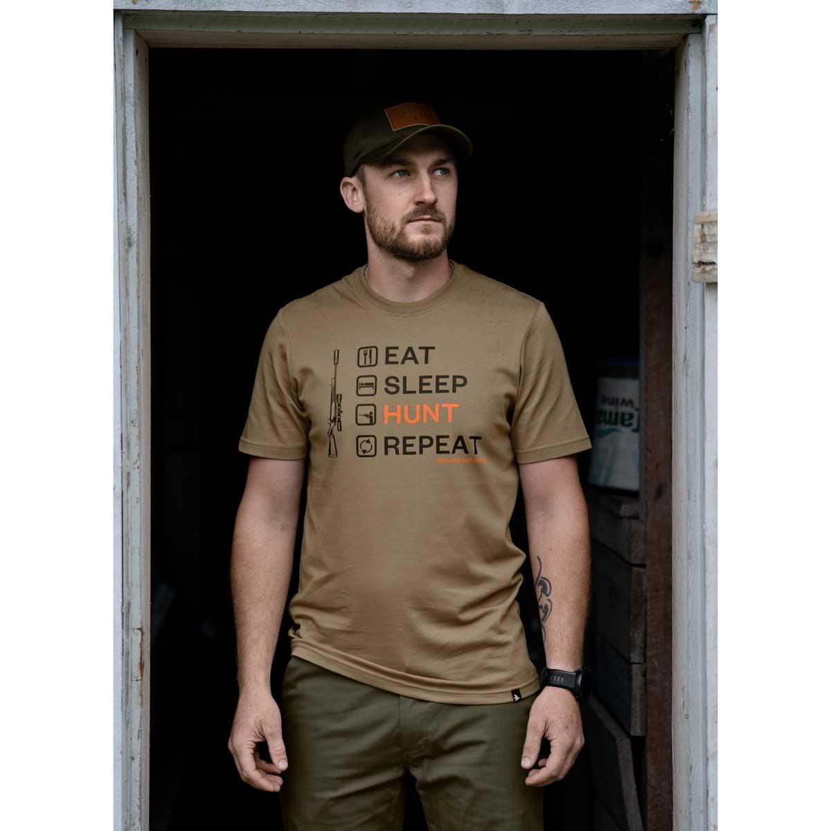 Covert Green Seeland Mens Cross-list T-Shirt On Model Full Length